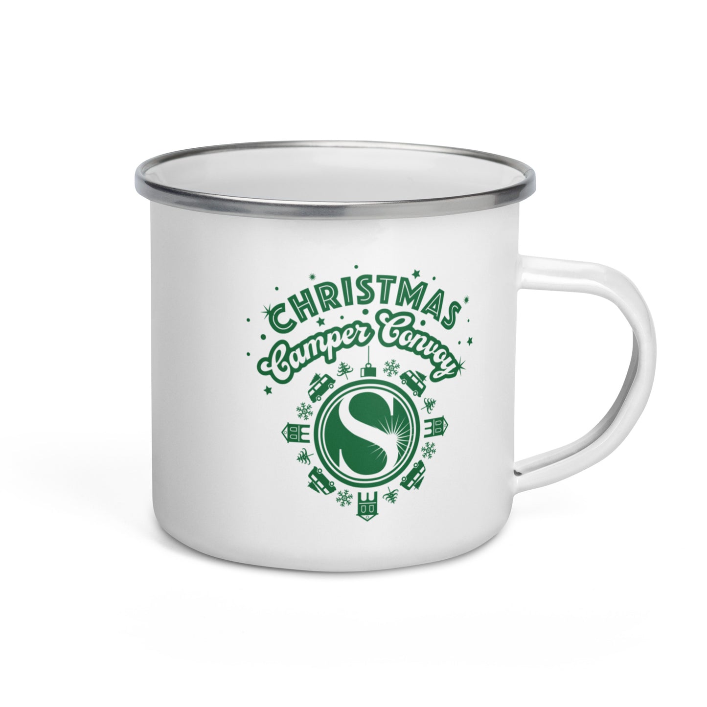 Christmas Camper Convoy Enamel Mug