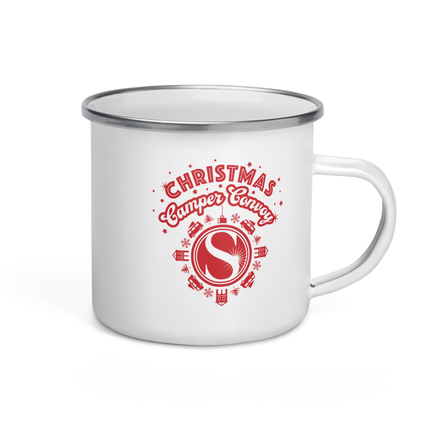 Christmas Camper Convoy Enamel Mug